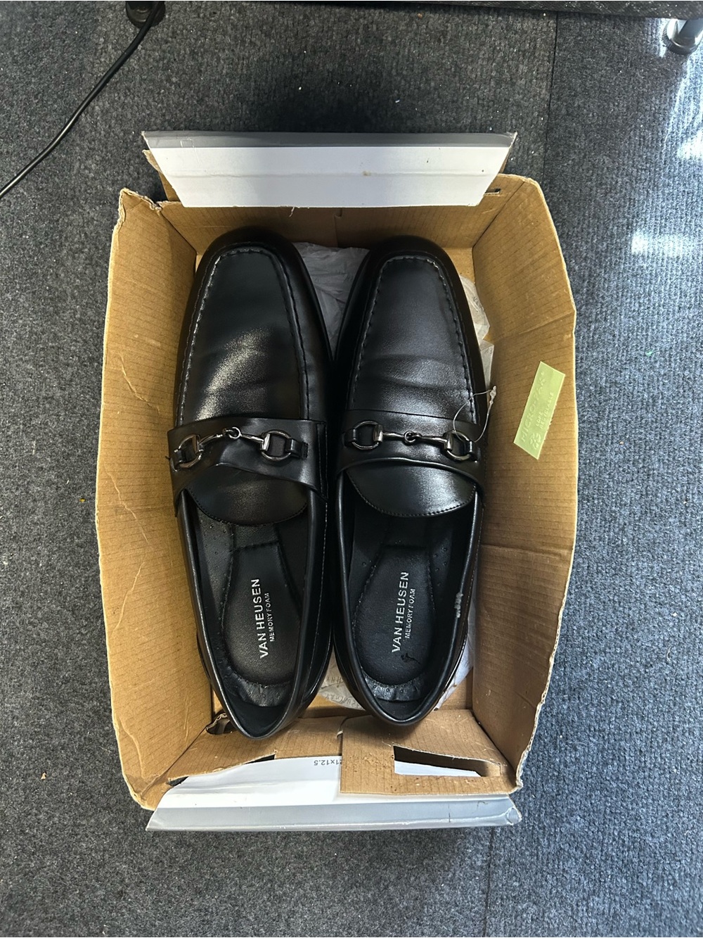 Van Heusen Men’s Black Leather Bit-Detail Slip-On Loafers